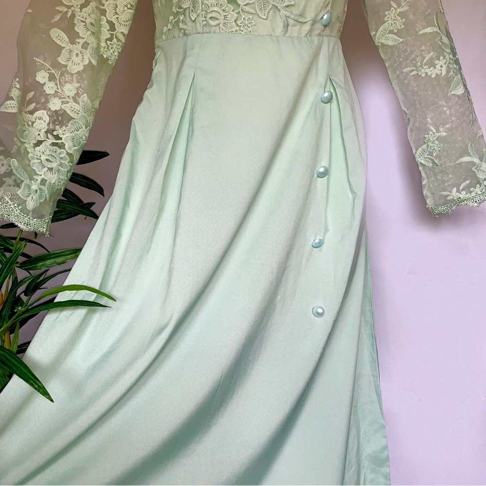 v i n t a g e :: Romantic Floral Lace Embroidered Sheer Maxi Dress - Picture 3 of 16